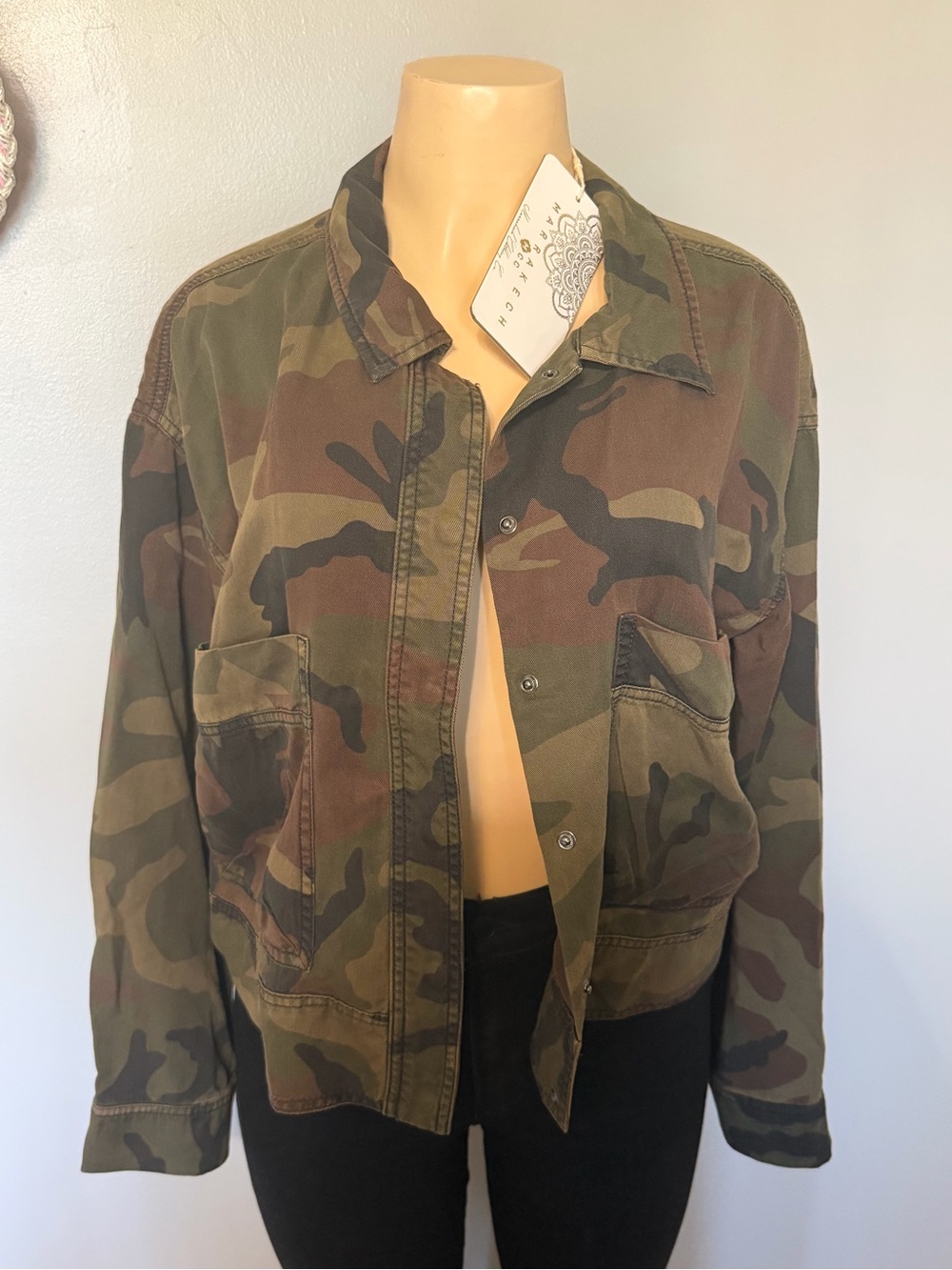 Marrakech Women's Camouflage Utility Jacket - Olive Camo